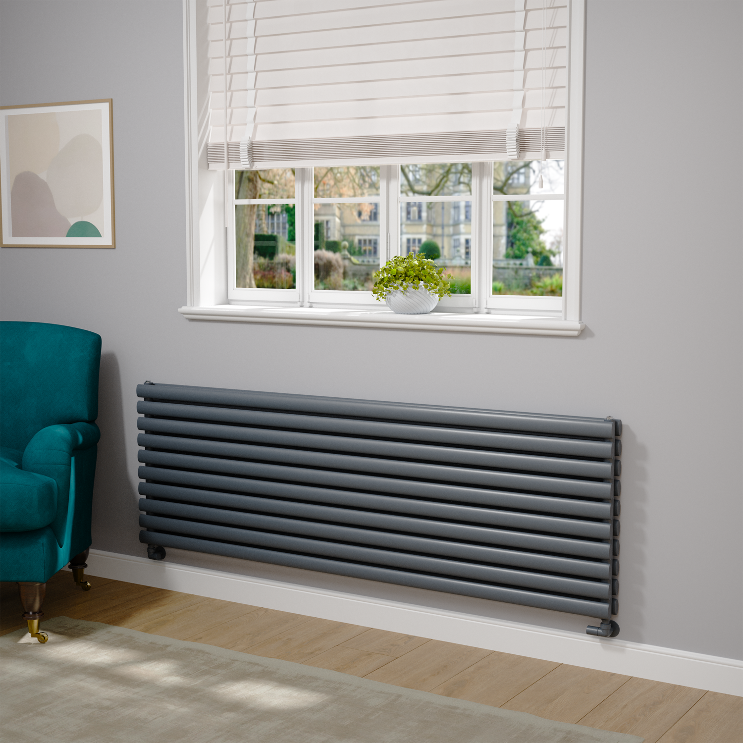 Sorrento Linea Dark Grey Anthracite Oval Designer Radiator 590x1800mm ...