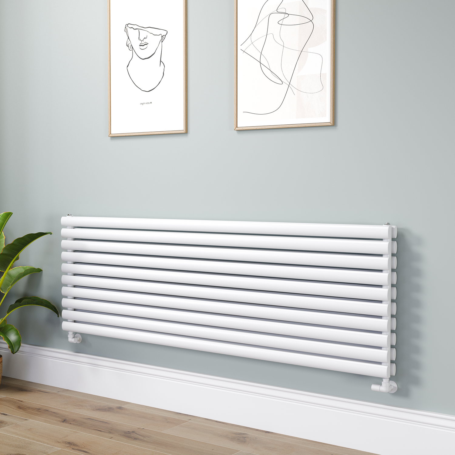 Sorrento White Oval Designer Radiator 590X1800mm Double Panel 6338 Btu