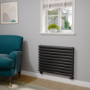 Sorrento Linea Midnight Black Oval Designer Radiator 590x800mm Double Panel 3024 BTU - Horizontal Bars