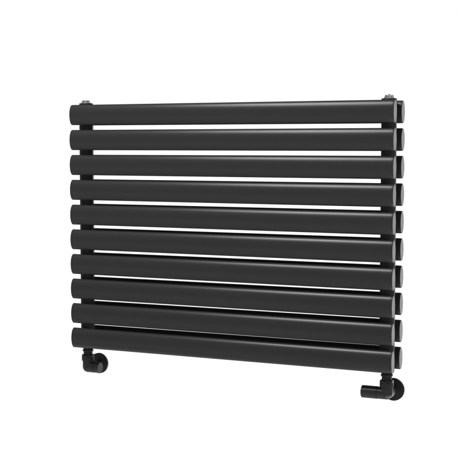 Sorrento Linea Midnight Black Oval Designer Radiator 590x800mm Double Panel 3024 BTU - Horizontal Bars