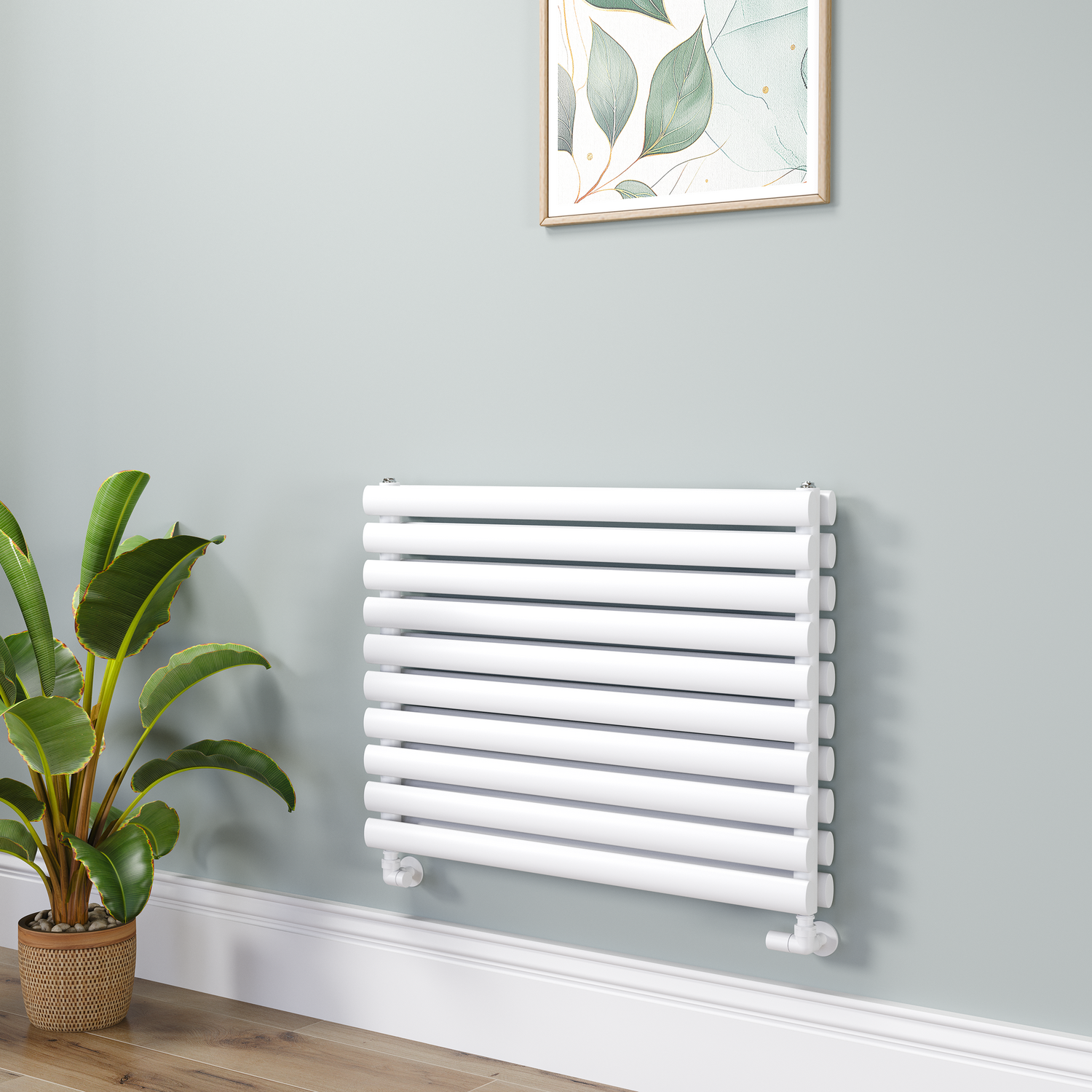 Sorrento White Oval Designer Radiator 590X800mm Double Panel 3024 Btu