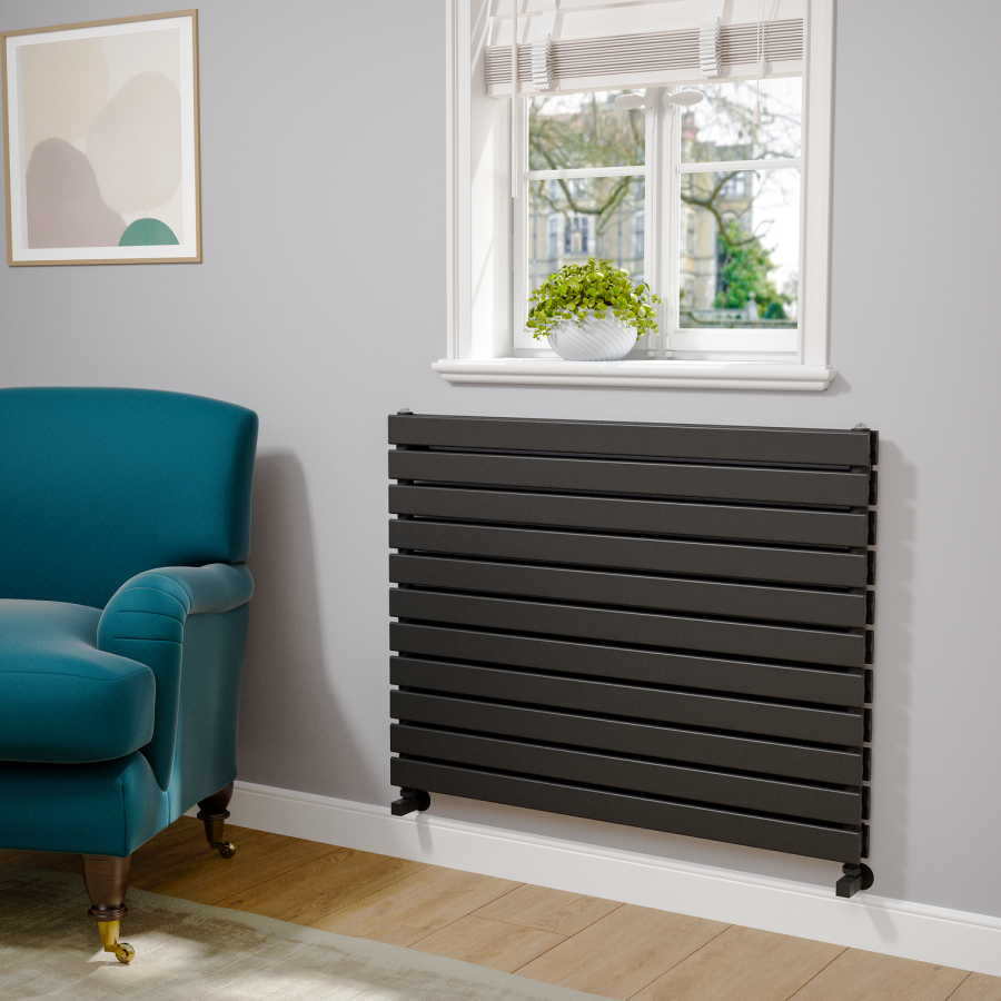 Riace Midnight Black Flat Designer Radiator 770x1000mm Double Panel 4553 BTU