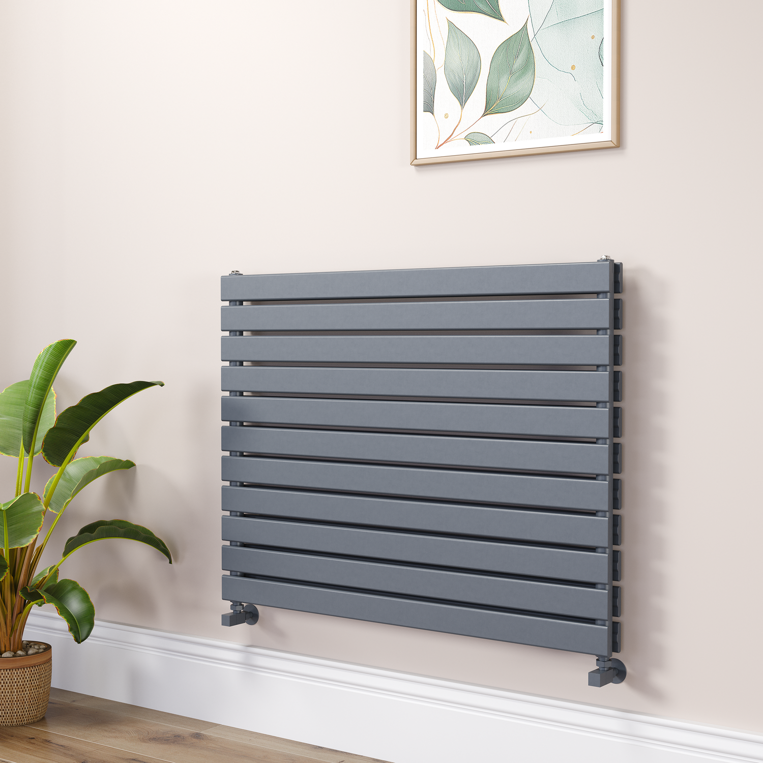 Riace Dark Grey Anthracite Flat Designer Radiator 770X1000mm Double Panel 4553 Btu