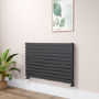 Riace Linea Midnight Black Flat Designer Radiator 770x1200mm Double Panel 5358 BTU - Horizontal Bars