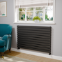 Riace Linea Midnight Black Flat Designer Radiator 770x1200mm Double Panel 5358 BTU - Horizontal Bars