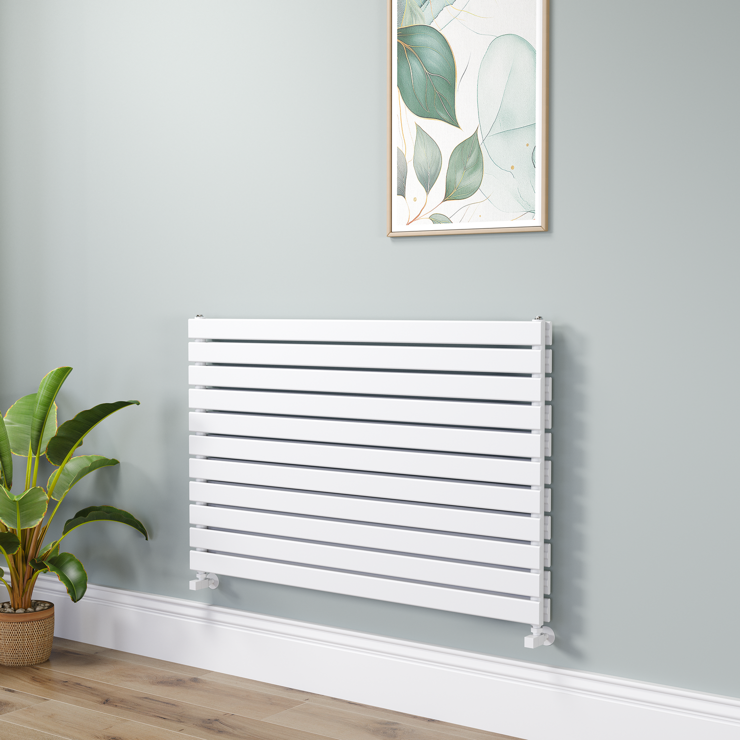 Riace White Flat Designer Radiator 770X1200mm Double Panel 5358 Btu