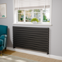 Riace Linea Midnight Black Flat Designer Radiator 770x1400mm Double Panel 6143 BTU - Horizontal Bars