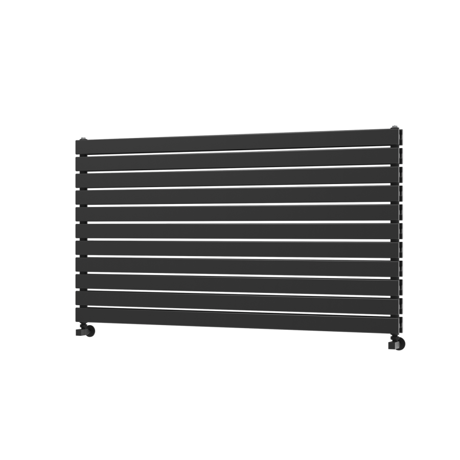 Riace Linea Midnight Black Flat Designer Radiator 770x1400mm Double Panel 6143 BTU - Horizontal Bars