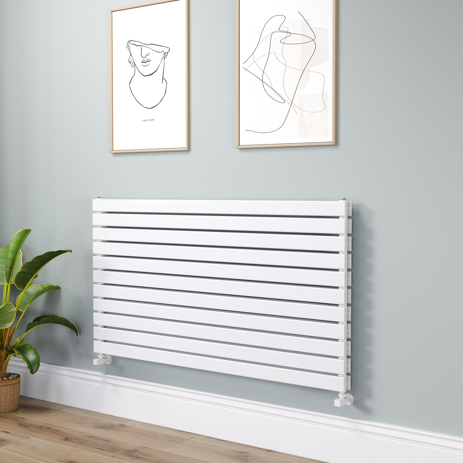 Riace White Flat Designer Radiator 770X1400mm Double Panel 6143 Btu