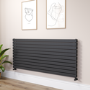 Riace Linea Midnight Black Flat Designer Radiator 770x1800mm Double Panel 7645 BTU - Horizontal Bars