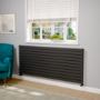 Riace Linea Midnight Black Flat Designer Radiator 770x1800mm Double Panel 7645 BTU - Horizontal Bars