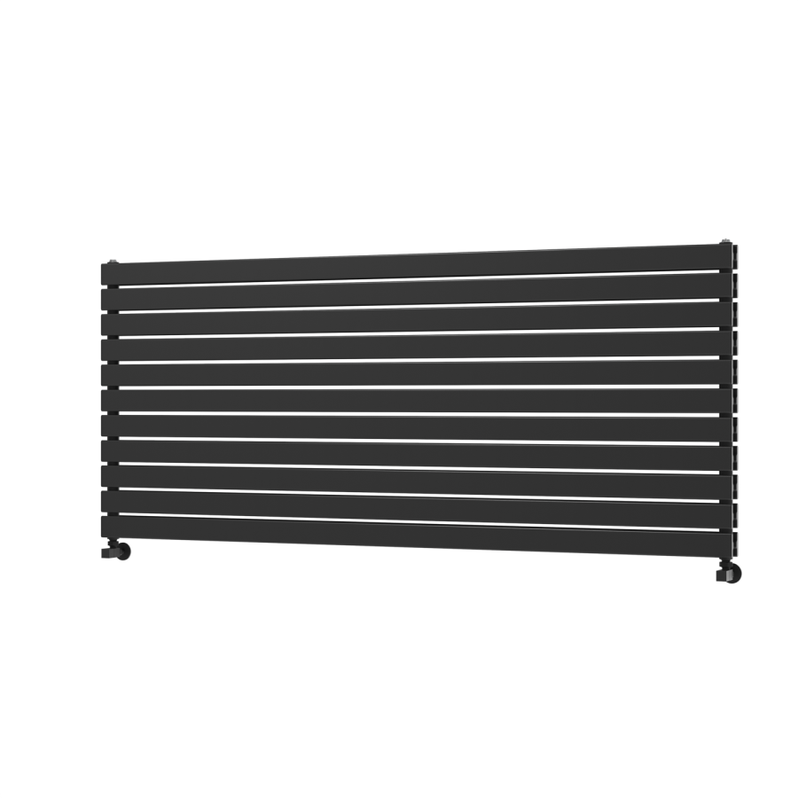 Riace Linea Midnight Black Flat Designer Radiator 770x1800mm Double Panel 7645 BTU - Horizontal Bars