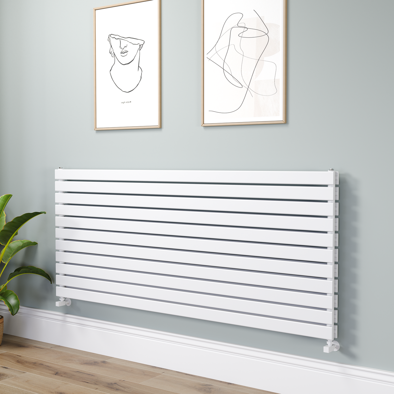 Riace White Flat Designer Radiator 770X1800mm Double Panel 7645 Btu