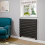 Riace Linea Midnight Black Flat Designer Radiator 770x800mm Double Panel 3720 BTU - Horizontal Bars