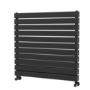 Riace Linea Midnight Black Flat Designer Radiator 770x800mm Double Panel 3720 BTU - Horizontal Bars