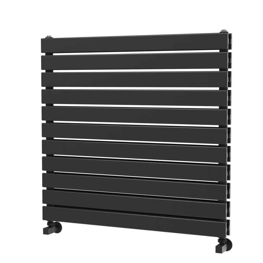 Riace Linea Midnight Black Flat Designer Radiator 770x800mm Double Panel 3720 BTU - Horizontal Bars