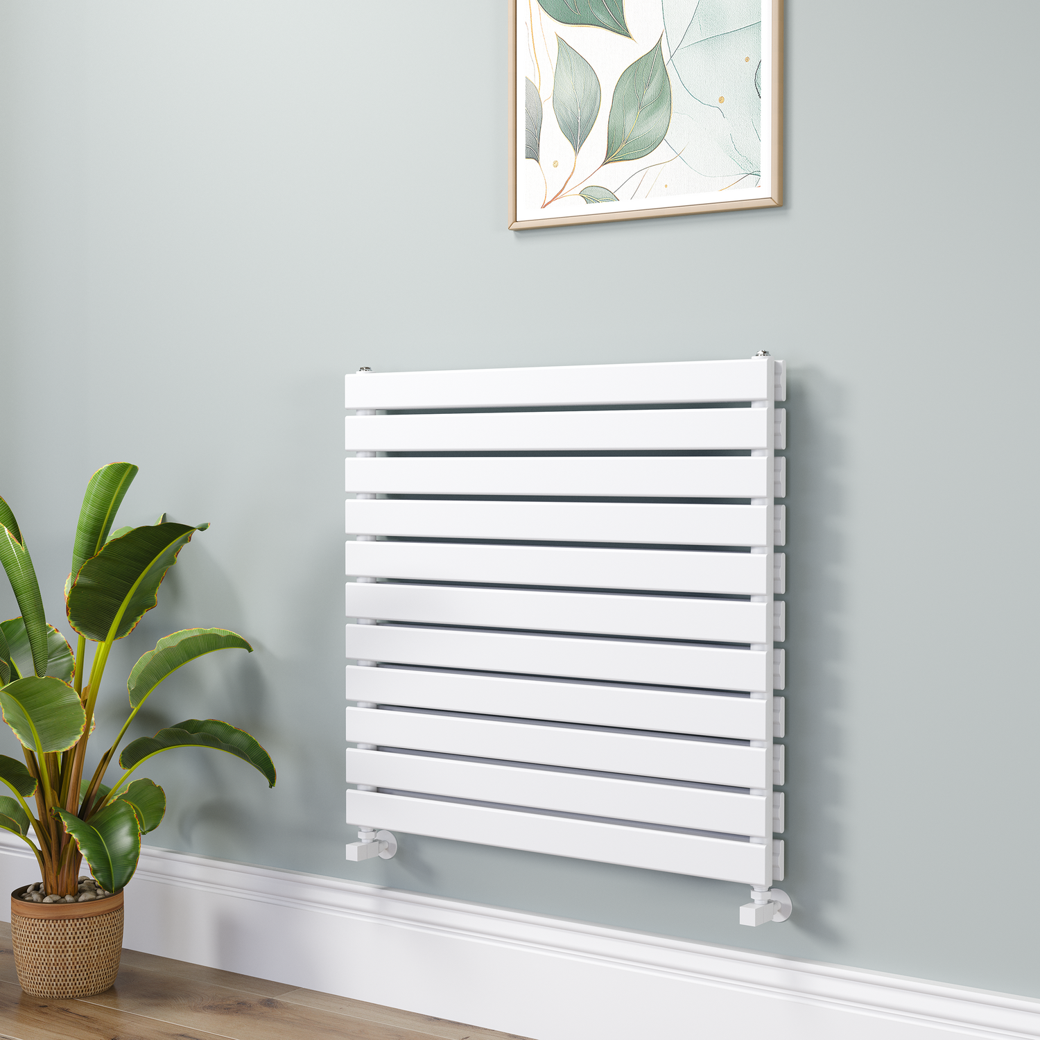 Riace White Flat Designer Radiator 770X800mm Double Panel 3720 Btu