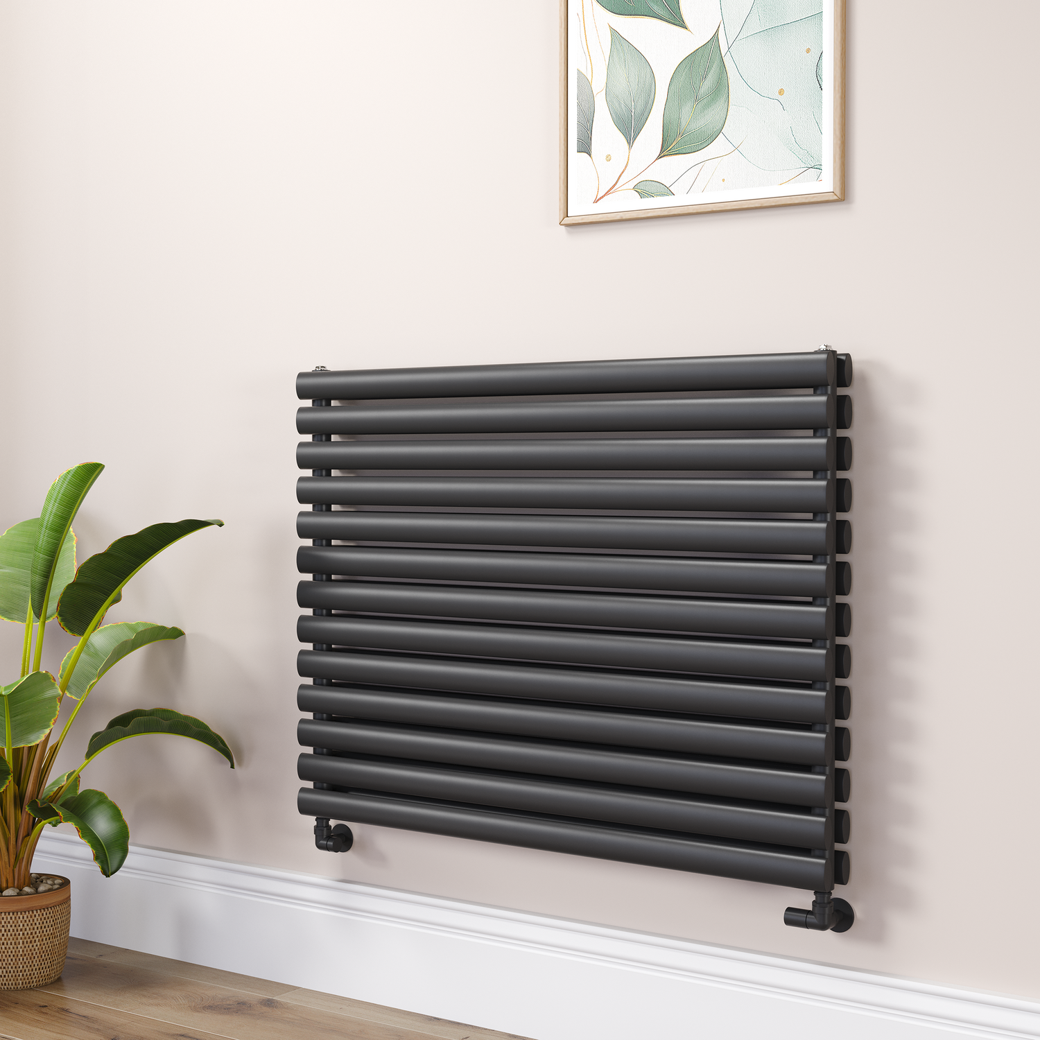 Sorrento Midnight Black Oval Designer Radiator 767X1000mm Double Panel 4799 Btu
