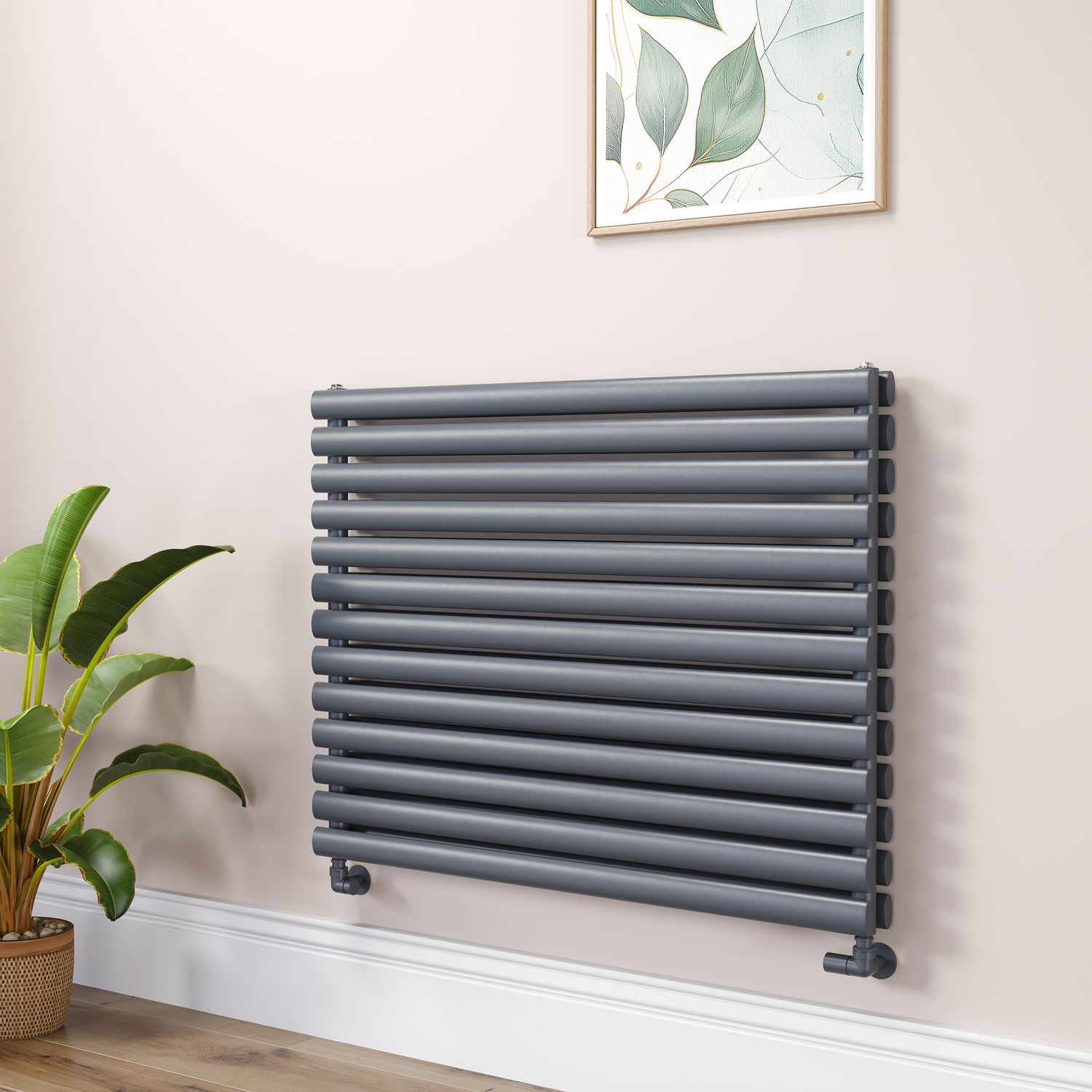 Sorrento Dark Grey Anthracite Oval Designer Radiator 767X1000mm Double Panel 4799 Btu