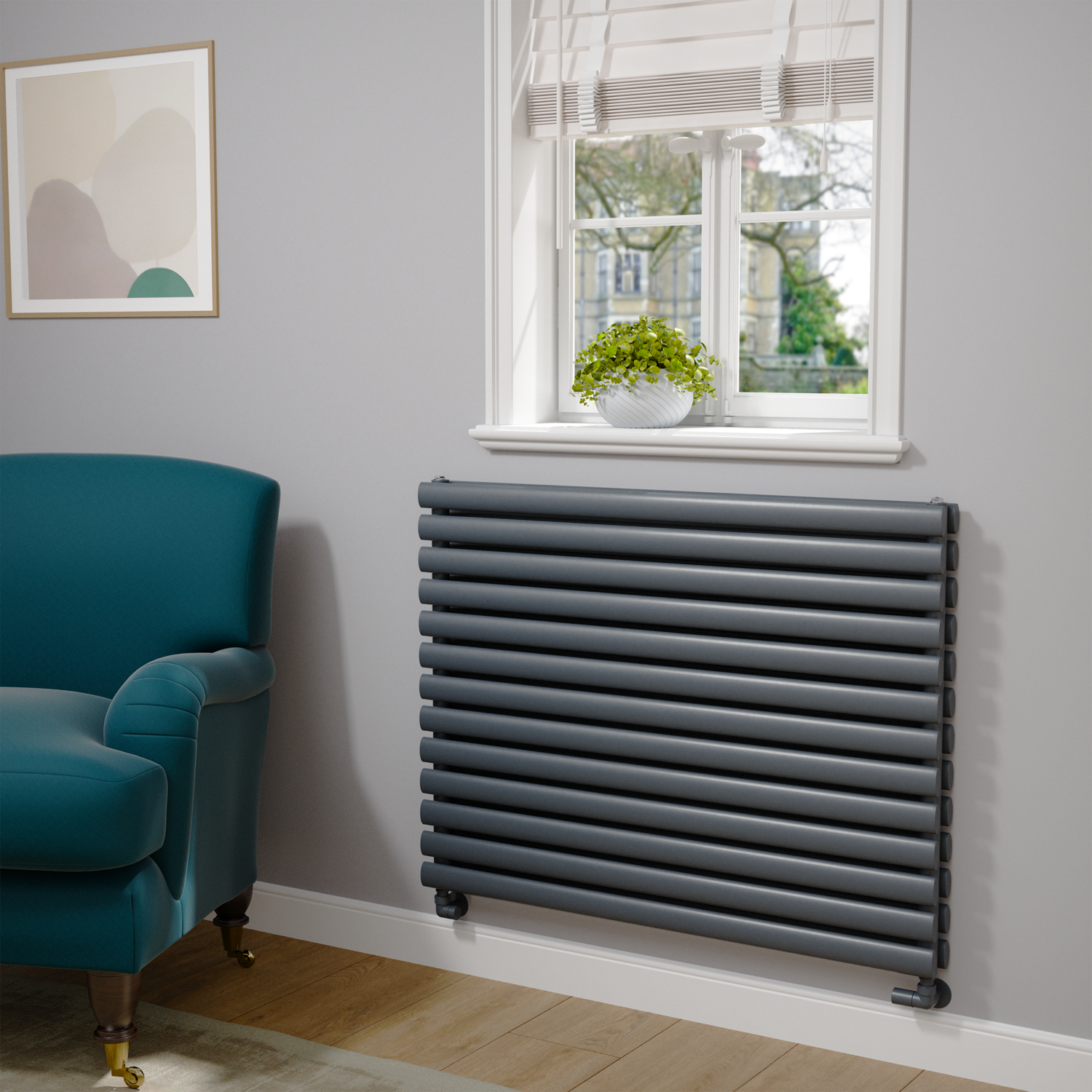 Sorrento Dark Grey Anthracite Oval Designer Radiator 767x1000mm Double ...