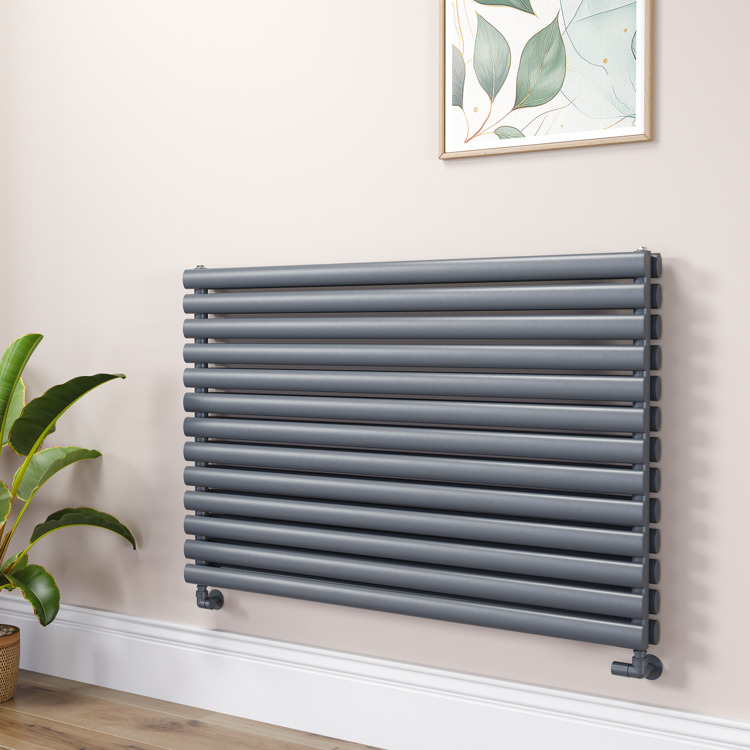 Sorrento Dark Grey Anthracite Oval Designer Radiator 767X1200mm Double Panel 5659 Btu