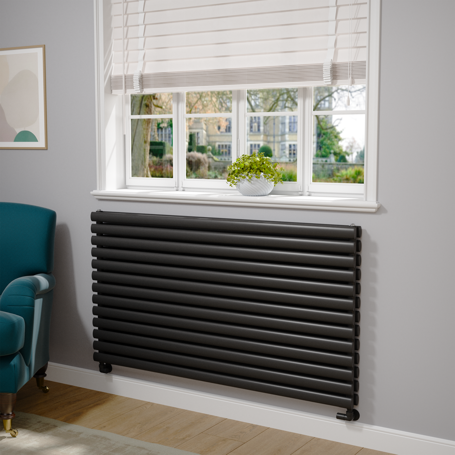 Sorrento Linea Midnight Black Oval Designer Radiator 767x1400mm Double ...
