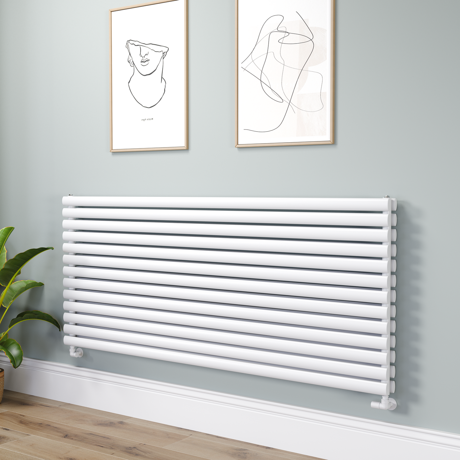 Sorrento White Oval Designer Radiator 767X1800mm Double Panel 8239 Btu
