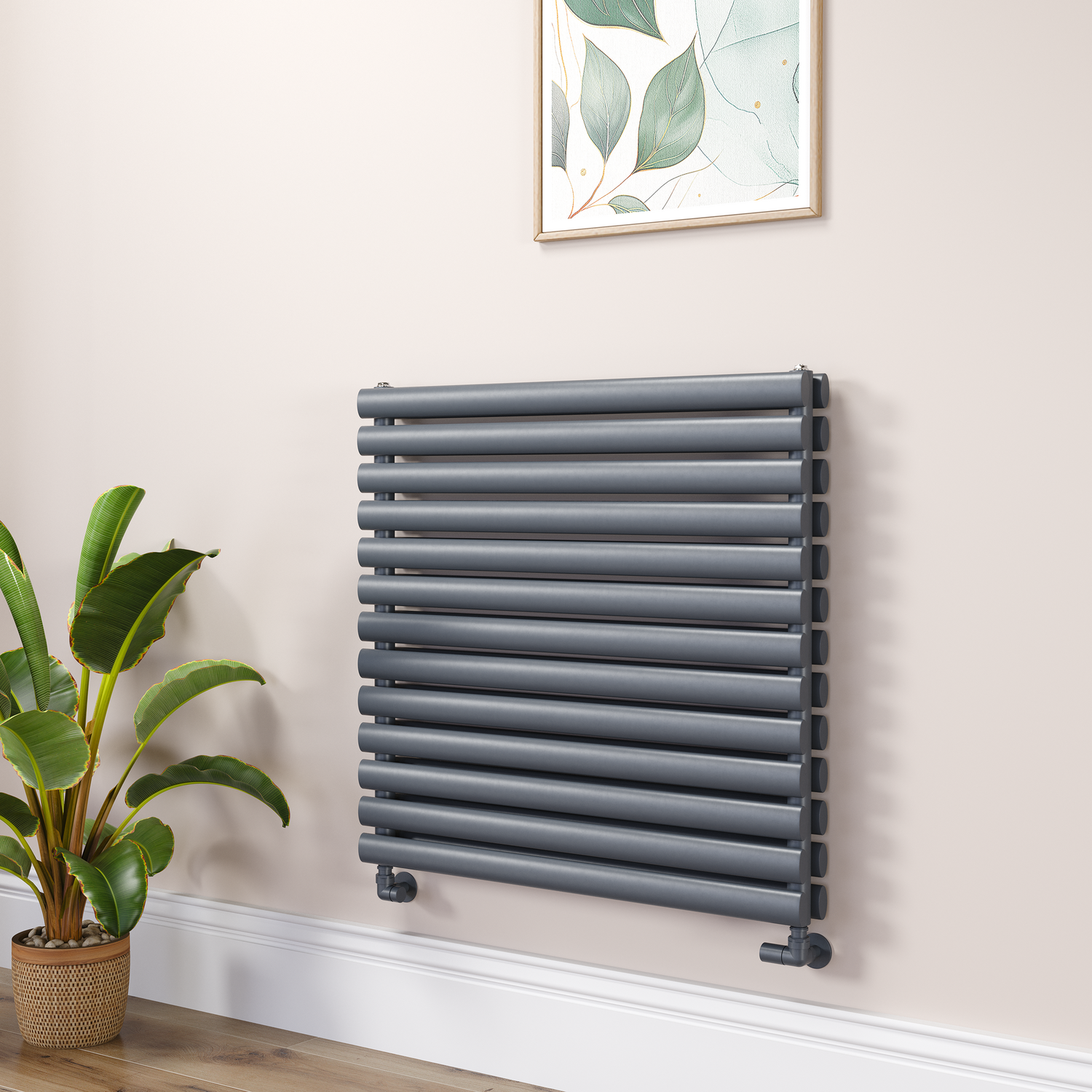 Sorrento Dark Grey Anthracite Oval Designer Radiator 767X800mm Double Panel 3932 Btu