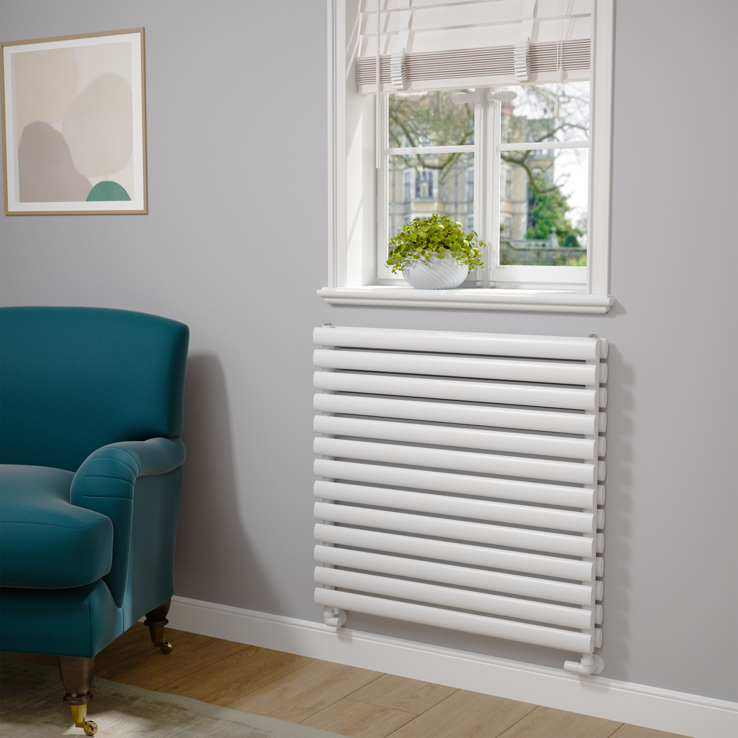 Sorrento Linea White Oval Designer Radiator 767x800mm Double Panel 3932 ...