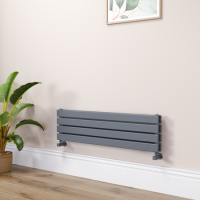 Riace Linea Dark Grey Anthracite Flat Designer Radiator 280x1000mm Double Panel 1655 BTU - Horizontal Bars