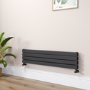 Riace Linea Midnight Black Flat Designer Radiator 280x1200mm Double Panel 1949 BTU - Horizontal Bars