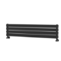 Riace Linea Midnight Black Flat Designer Radiator 280x1200mm Double Panel 1949 BTU - Horizontal Bars