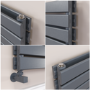 Riace Linea Dark Grey Anthracite Flat Designer Radiator 280x1200mm Double Panel 1949 BTU - Horizontal Bars