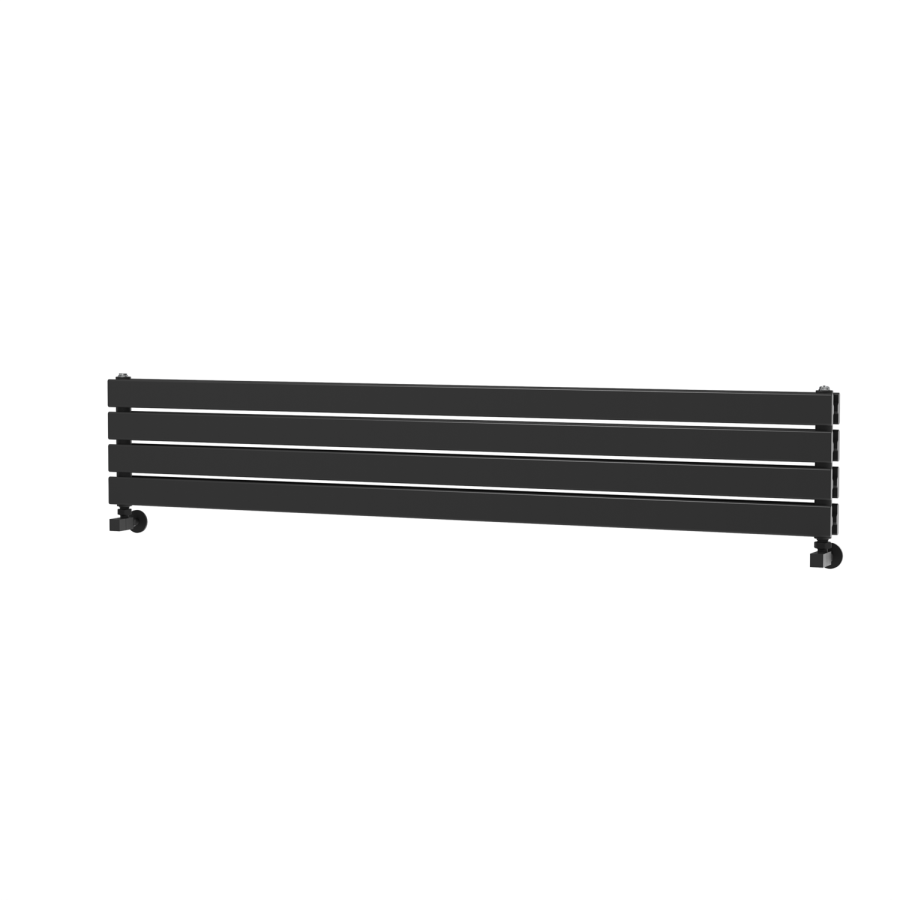 Riace Linea Midnight Black Flat Designer Radiator 280x1600mm Double Panel 2512 BTU - Horizontal Bars
