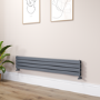 Riace Linea Dark Grey Anthracite Flat Designer Radiator 280x1600mm Double Panel 2512 BTU - Horizontal Bars
