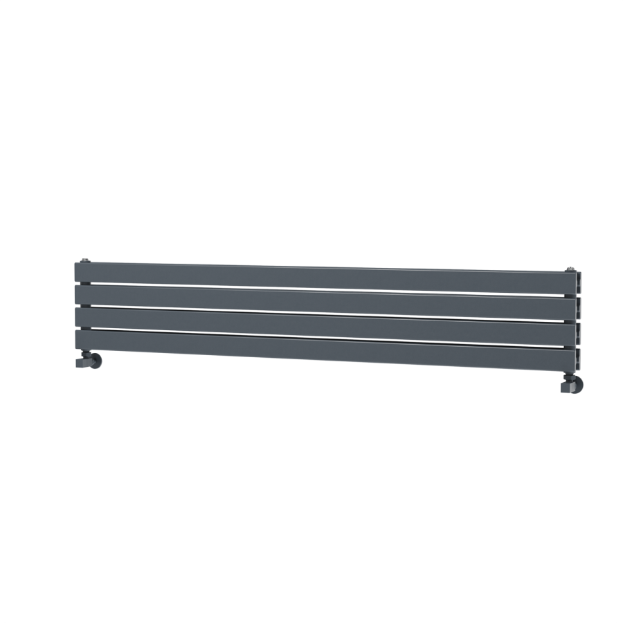 Riace Linea Dark Grey Anthracite Flat Designer Radiator 280x1600mm Double Panel 2512 BTU - Horizontal Bars