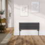 Riace Midnight Black Flat Designer Radiator 280x800mm Double Panel 1352 BTU