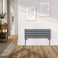 Riace Linea Dark Grey Anthracite Flat Designer Radiator 280x800mm Double Panel 1352 BTU - Horizontal Bars