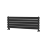 Riace Linea Midnight Black Flat Designer Radiator 350x1000mm Double Panel 2068 BTU - Horizontal Bars