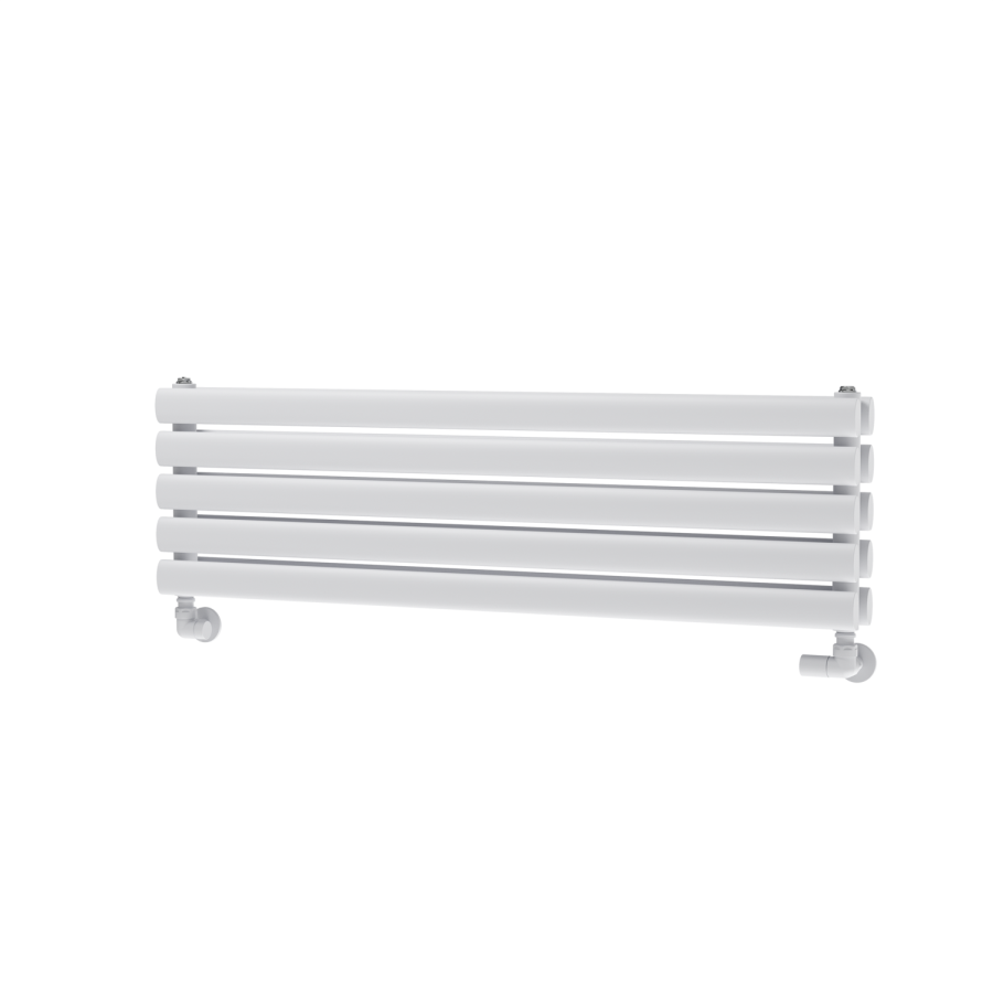 Sorrento Linea White Oval Designer Radiator 295x1000mm Double Panel 1846 BTU - Horizontal Bars