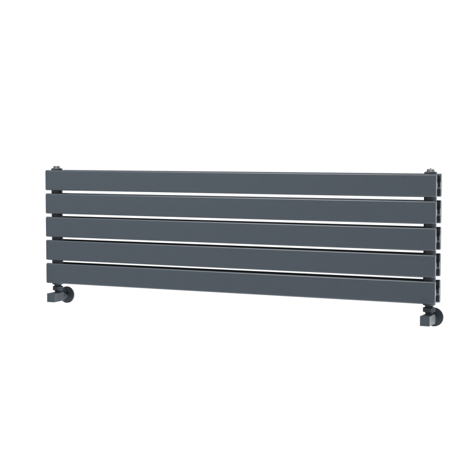 Riace Linea Dark Grey Anthracite Flat Designer Radiator 350x1200mm Double Panel 2437 BTU - Horizontal Bars