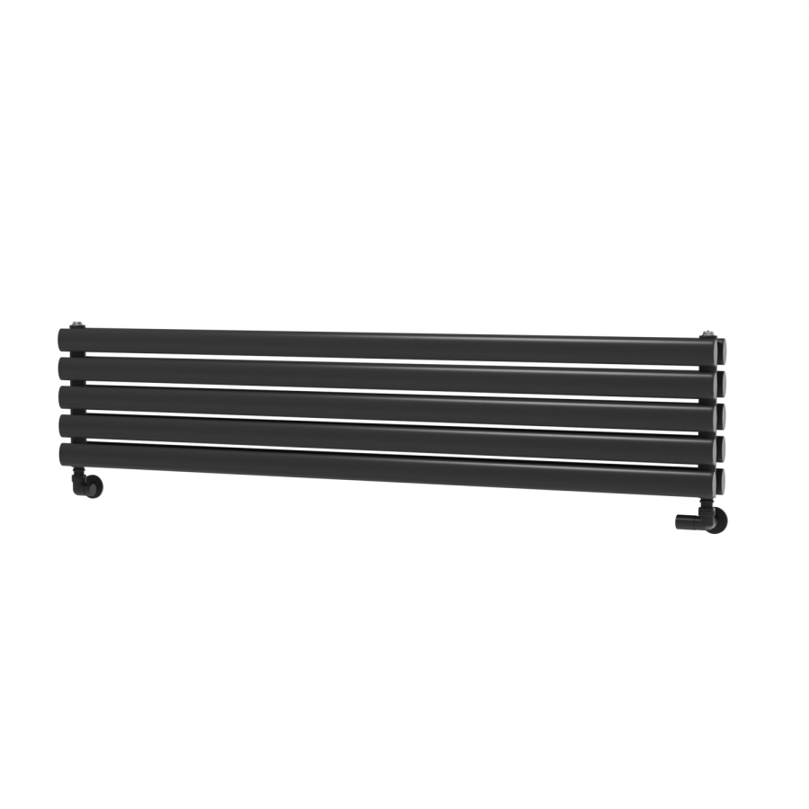 Sorrento Linea Midnight Black Oval Designer Radiator 295x1400mm Double Panel 2509 BTU - Horizontal Bars
