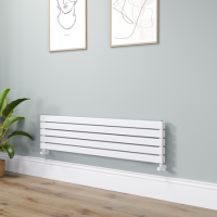 Riace White Flat Designer Radiator 350x1400mm Double Panel 2792 BTU