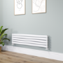Riace White Flat Designer Radiator 350x1400mm Double Panel 2792 BTU