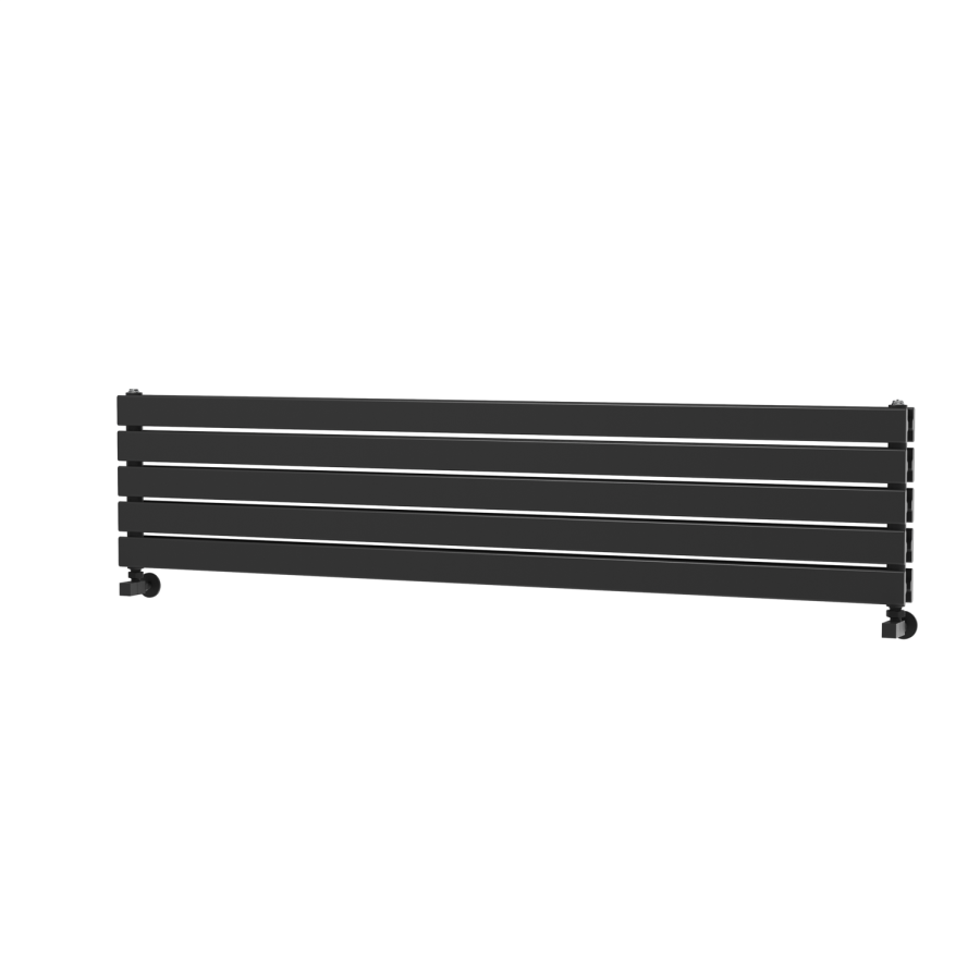 Riace Linea Midnight Black Flat Designer Radiator 350x1600mm Double Panel 3140 BTU - Horizontal Bars