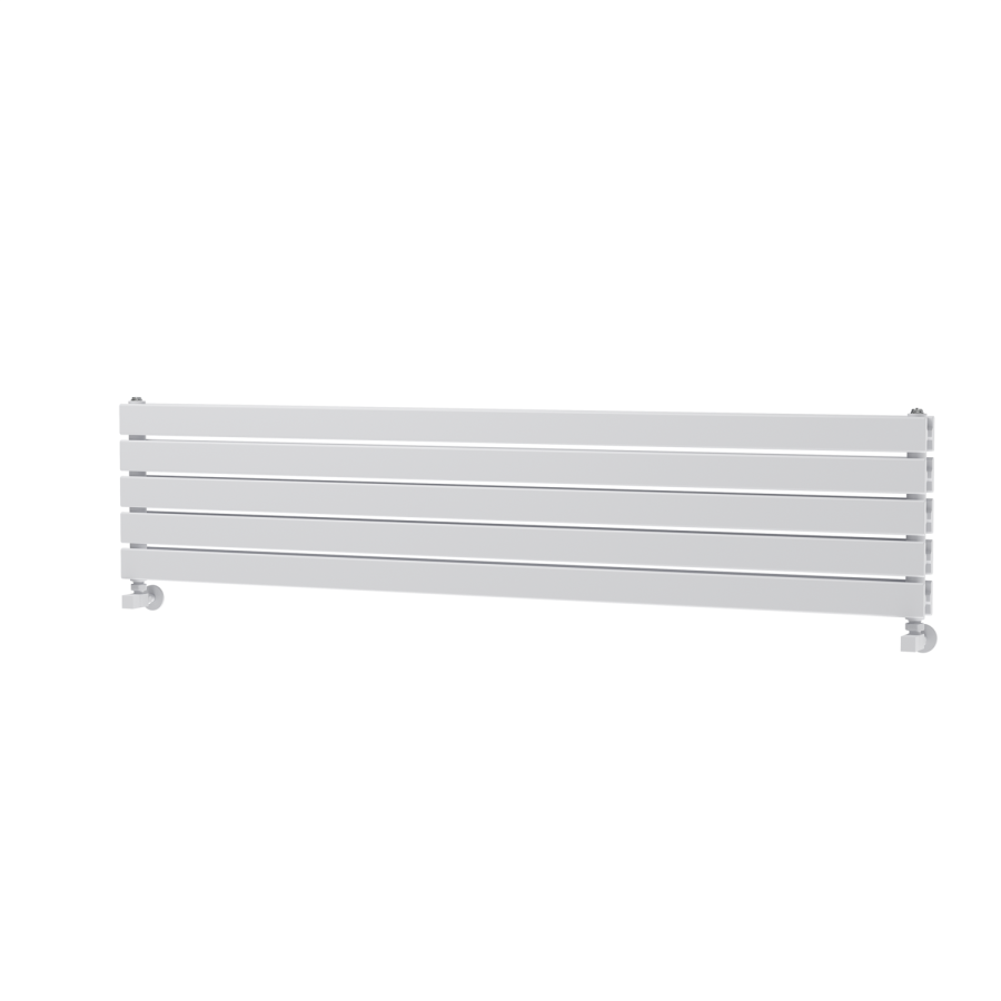 Riace Linea White Flat Designer Radiator 350x1600mm Double Panel 3140 BTU - Horizontal Bars