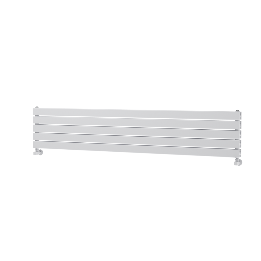 Riace Linea White Flat Designer Radiator 350x1800mm Double Panel 3474 BTU - Horizontal Bars