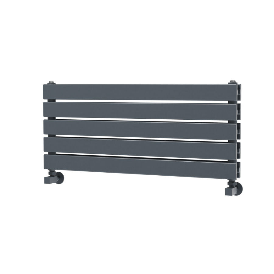 Riace Linea Dark Grey Anthracite Flat Designer Radiator 350x800mm Double Panel 1693 BTU - Horizontal Bars