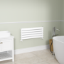 Riace Linea White Flat Designer Radiator 350x800mm Double Panel 1693 BTU - Horizontal Bars