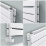 Riace Linea White Flat Designer Radiator 350x800mm Double Panel 1693 BTU - Horizontal Bars